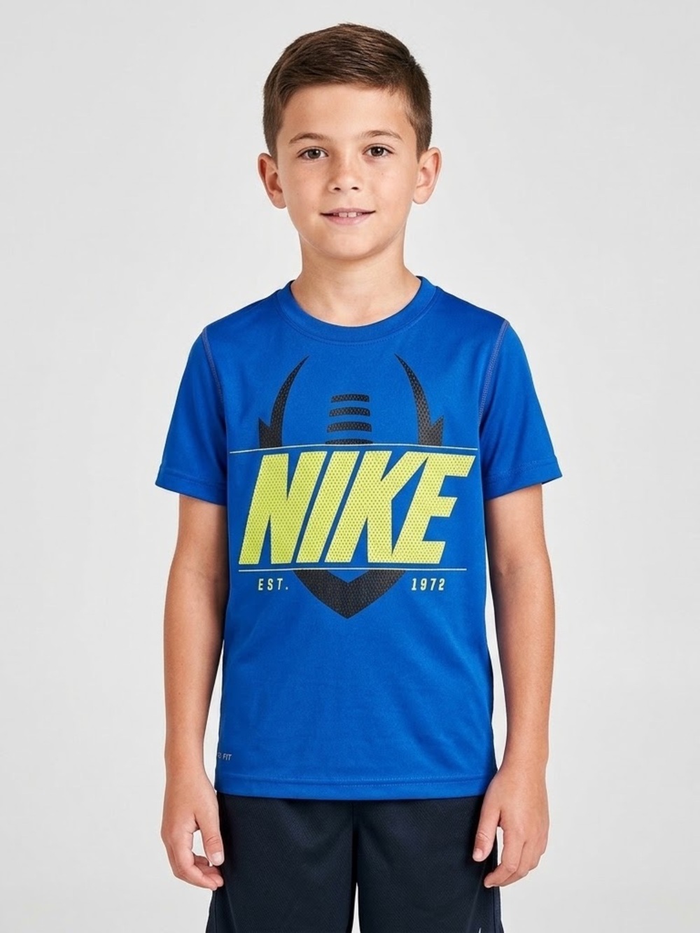 Nike Blue Tee with Neon Yellow Logo
